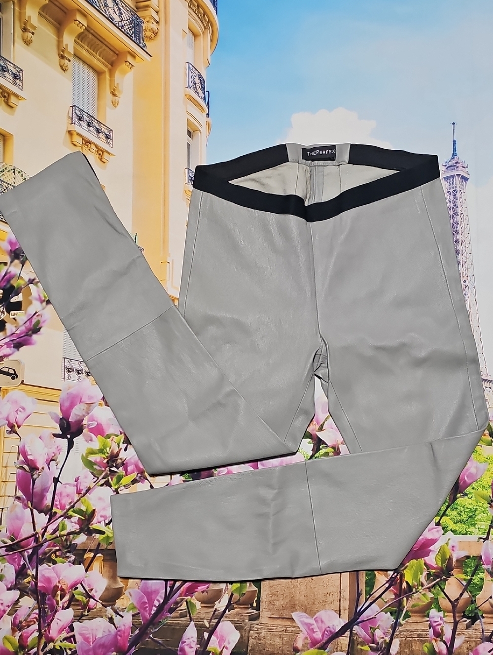 Theperfext Leather Skinny Leggings Zippered Ankle Small